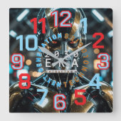 ChiRadioLLC™ AI Robot 2030 WALL Clock   Vierkante Klok (Voorkant)