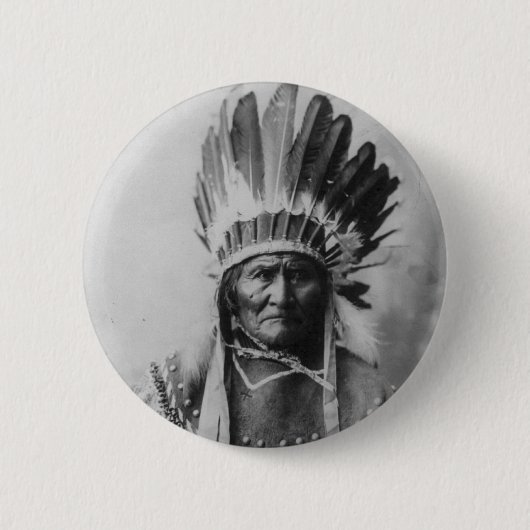 Chiricahua Apache Geronimo Goyathlay Goyahkla Ronde Button 5,7 Cm (Voorkant)