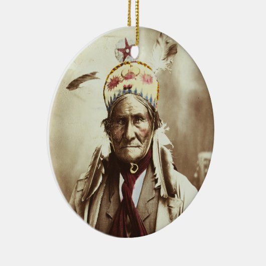 Chiricahua Apache Indian Leader Geronimo Portrait Keramisch Ornament (Rechts)