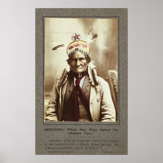 Chiricahua Apache Indian Leader Geronimo Portrait Poster (Voorkant)
