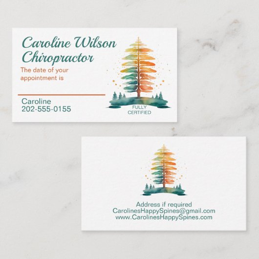 Chiropactor Osteopaat Fysiotherapeuten Benoeming Visitekaartje (Voorkant / Achterkant)