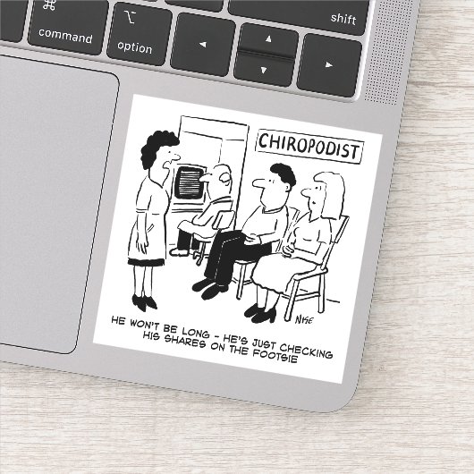 Chiropodist die zijn aandelen online controleert sticker (Detail)