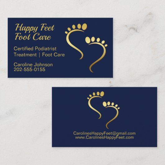 Chiropodist Podiatrist Pedicure Foot Care Navy Visitekaartje (Voorkant / Achterkant)