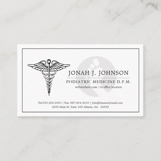 chiropodiste | Minimaal Faded Foot Symbol Visitekaartje (Voorkant)