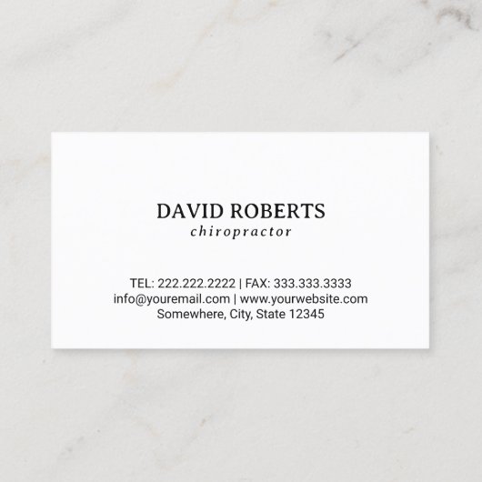 Chiropractic Black Spine Therapist Chiropractor Visitekaartje (Achterkant)