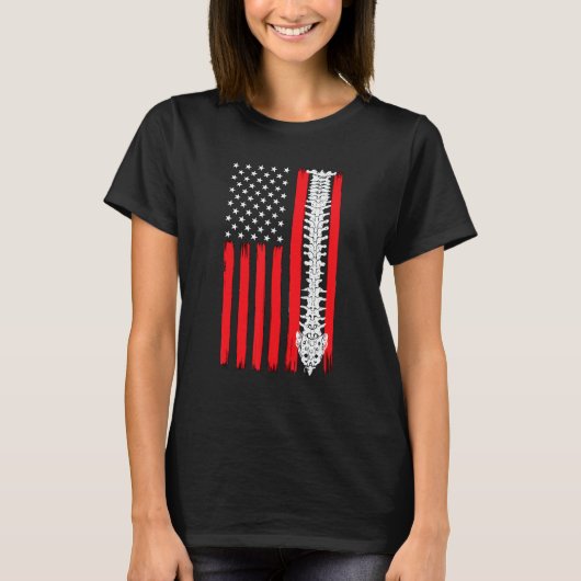 Chiropractic Bone Back Spine American Flag Chiropr T-shirt (Voorkant)