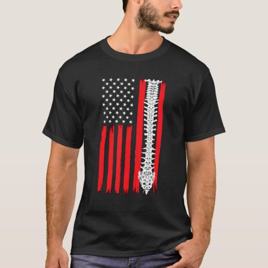 Chiropractic Bone Back Spine American Flag Chiropr T-shirt (Voorkant)