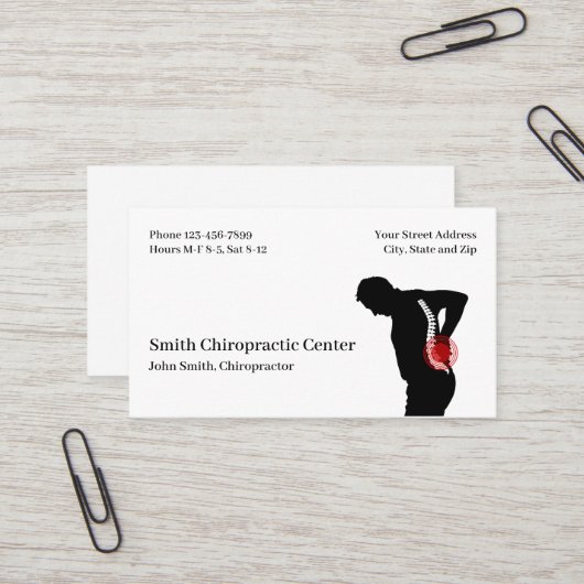 Chiropractic Chiropractic Clinic Business Card Visitekaartje (Voorkant / Achterkant in situ)