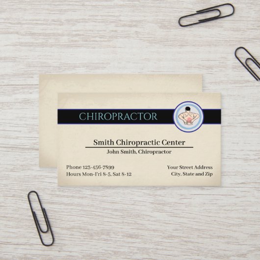 Chiropractic Chiropractor Clinic Business Card Visitekaartje (Voorkant / Achterkant in situ)