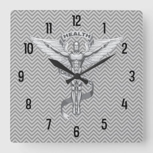 Chiropractic Emblem Logo Wall Clock Vierkante Klok