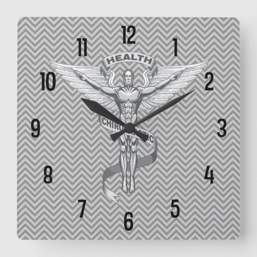 Chiropractic Emblem Logo Wall Clock Vierkante Klok (Voorkant)