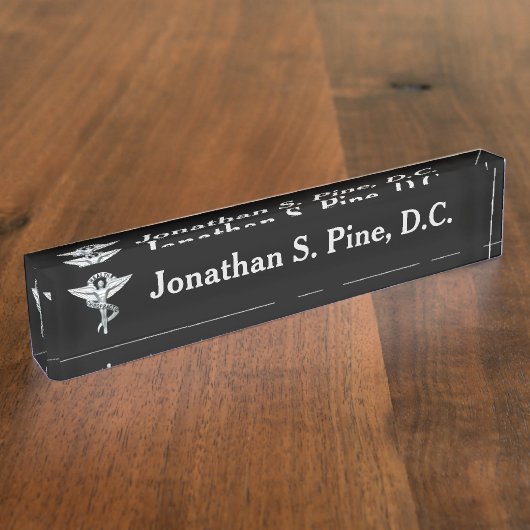 Chiropractic Emblem Personalized Desk Name plate Naambordje (Zijkant)