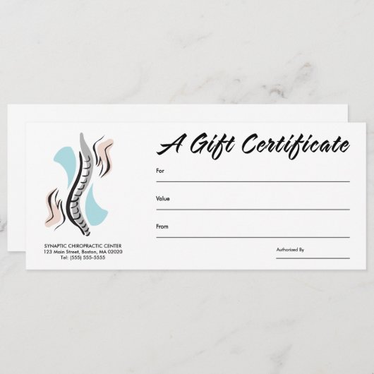 Chiropractic Gift-certificaten (Voorkant / Achterkant)