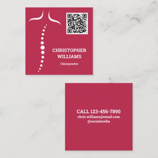 Chiropractic Massage QR Code Vierkante Visitekaartje (Voorkant / Achterkant)