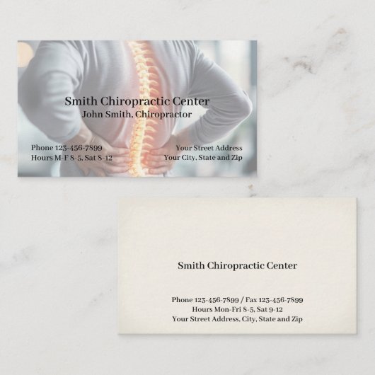 Chiropractic Pain Management Clinic Business Card Visitekaartje (Voorkant / Achterkant)