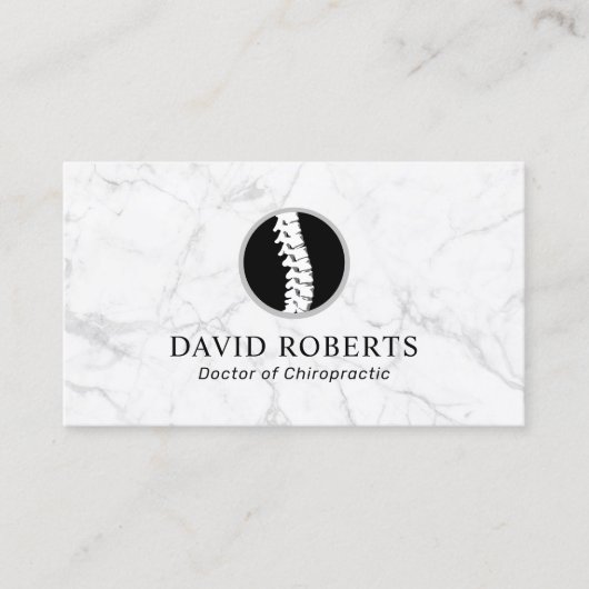 Chiropractic Spine Logo Trendy Marble Chiropractor Visitekaartje (Voorkant)