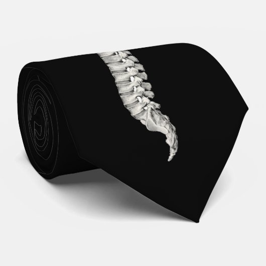 Chiropractic Spine Necktie Black Stropdas (Opgerold)