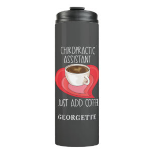 Chiropractie assistent gewoon koffie toevoegen per thermosbeker