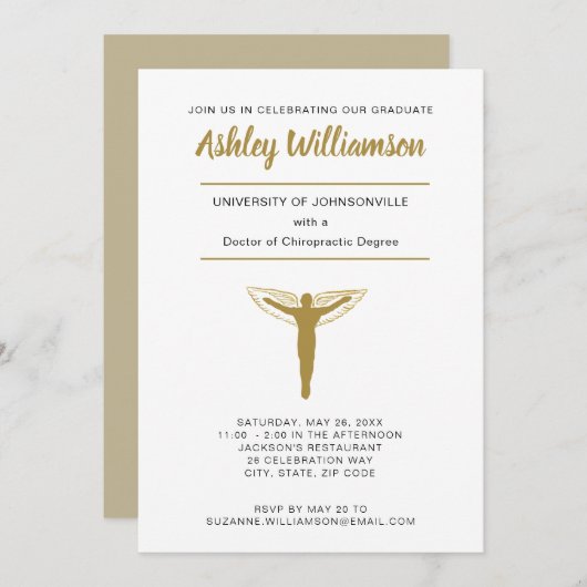 Chiropractie Dokter Afstuderen Aankondigingssymboo Aankondiging (Voorkant / Achterkant)