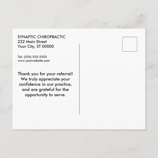 Chiropractisch bedankt briefkaart (Achterkant)