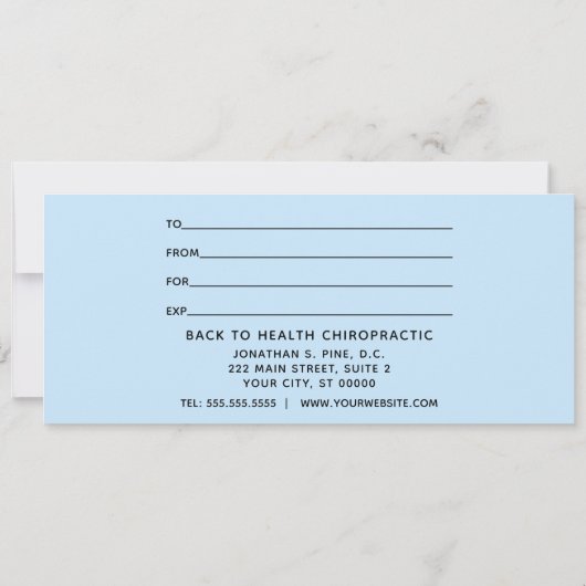 Chiropractisch Blue Spine Holiday Cadeaucertificaa (Achterkant)
