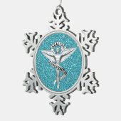Chiropractisch Emblem Pewter Snowflake Ornament (Rechts)