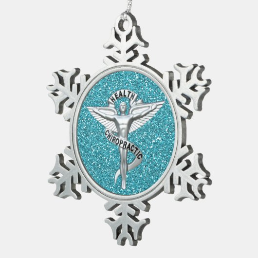 Chiropractisch Emblem Pewter Snowflake Ornament (Rechts)