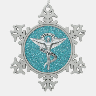 Chiropractisch Emblem Pewter Snowflake Ornament