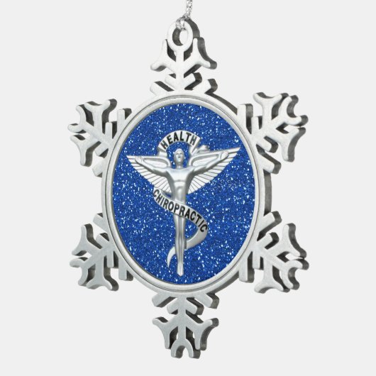 Chiropractisch Emblem Pewter Snowflake Ornament (Rechts)