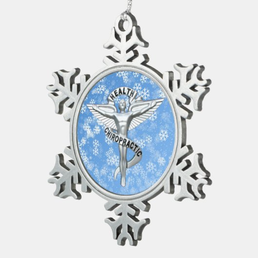 Chiropractisch Emblem Pewter Snowflake Ornament (Rechts)