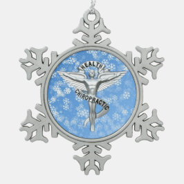 Chiropractisch Emblem Pewter Snowflake Ornament