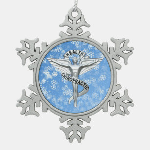 Chiropractisch Emblem Pewter Snowflake Ornament