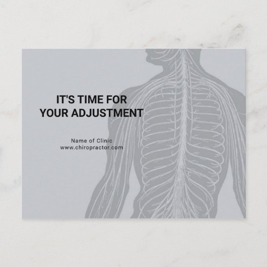 Chiropractische Aanpassingsherinnering Briefkaart (Voorkant)