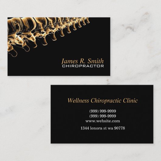 Chiropractische afdeling voor medische zorg visitekaartje (Voorkant / Achterkant)
