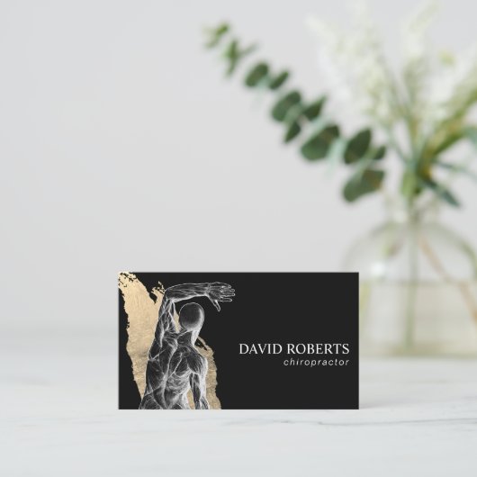 Chiropractische anatomie Black & Gold Chiropractor Visitekaartje (Staand voorkant)