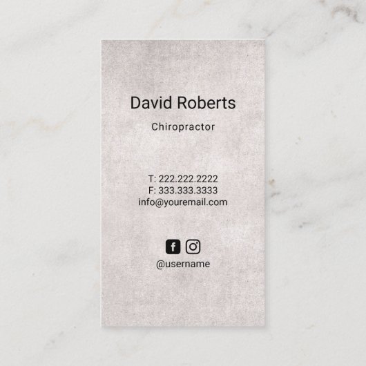 Chiropractische  anatomie Blue Chiropractor Visitekaartje (Achterkant)