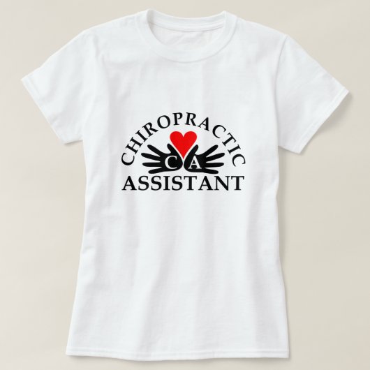 Chiropractische assistent hart in handen Logo T-shirt (Design voorkant)