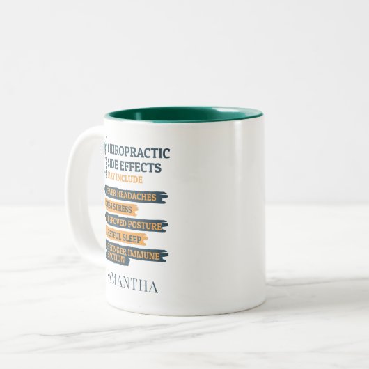 Chiropractische bijwerkingen Persoonlijke benaming Tweekleurige Koffiemok (Voorkant links)