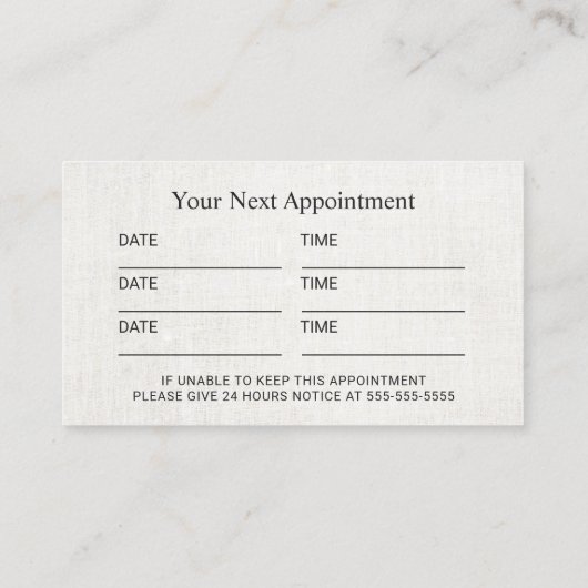 Chiropractische chiropractor Spine Plain Appointme Afsprakenkaartje (Achterkant)