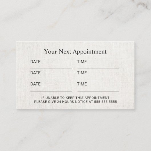 Chiropractische en Acupunctuur Spine Lotus Appoint Afsprakenkaartje (Achterkant)