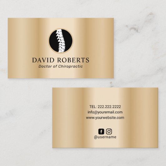Chiropractische Logo Moderne Gold Chiropractor Visitekaartje (Voorkant / Achterkant)