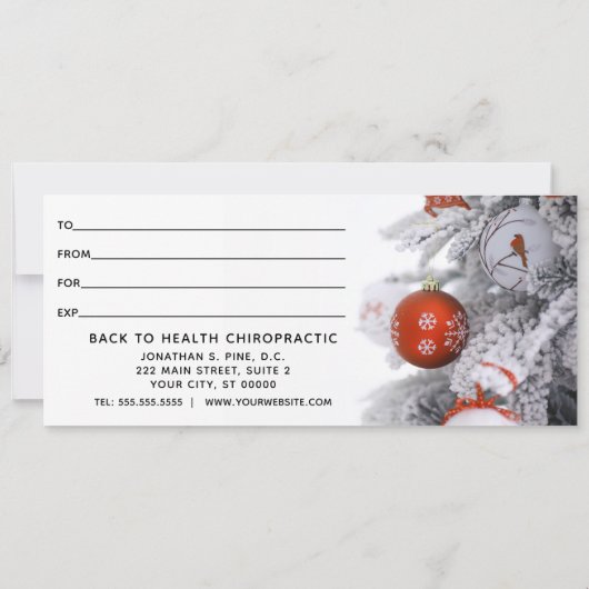 Chiropractische Red Spine Holiday Cadeaubon (Achterkant)