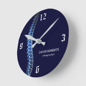 Chiropractische röntgenwervelkolom Navy Blue Ronde Klok (Hoek)