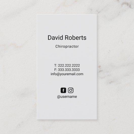 Chiropractor Anatomy Back Chiropractic Black Visitekaartje (Achterkant)