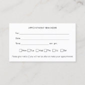 Chiropractor Appointment Reminder Visitekaartje (Achterkant)