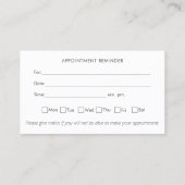 Chiropractor Appointment Reminder Visitekaartje (Achterkant)