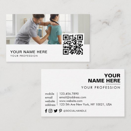 Chiropractor arts QR Code Visitekaartje (Voorkant / Achterkant)