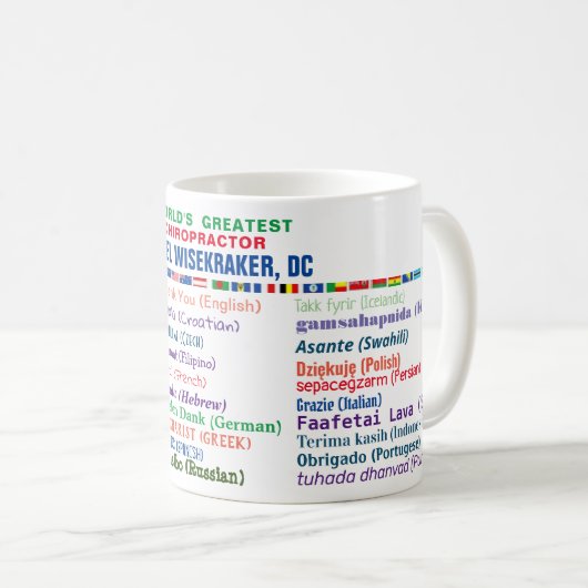 Chiropractor bedankt u in de Mok van de Koffie van (Voorkant rechts)