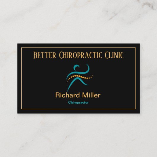 Chiropractor Black Blue Gold Visitekaartje (Voorkant)