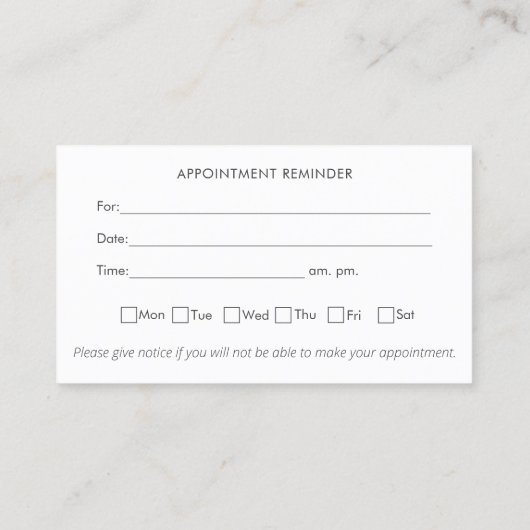 Chiropractor Chiropractic Appointment Reminder Visitekaartje (Achterkant)